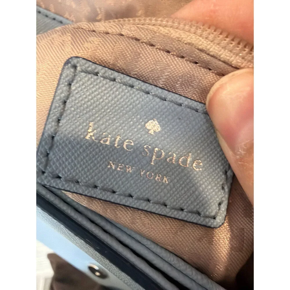 Kate Spade New York Flap Crossbody Bag Dusty Blue Saffiano Leather